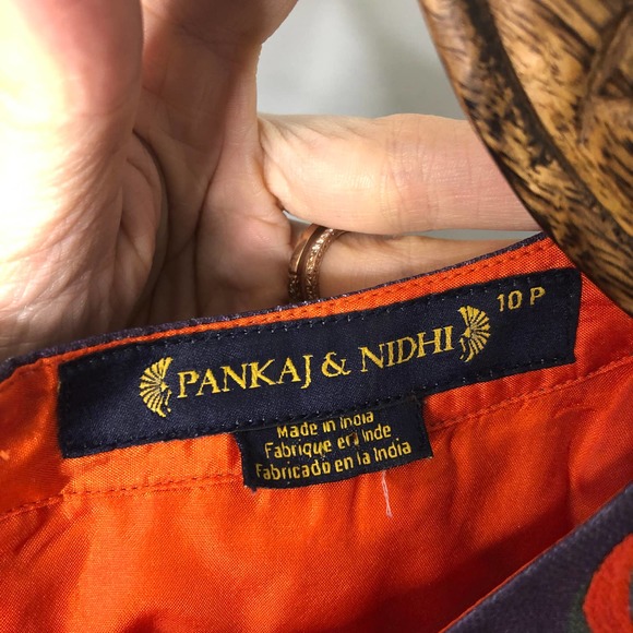 Anthropologie Pankaj & Nidhi Octave Embroidered Flare Purple Mini Dress 10Petite - Picture 3 of 10